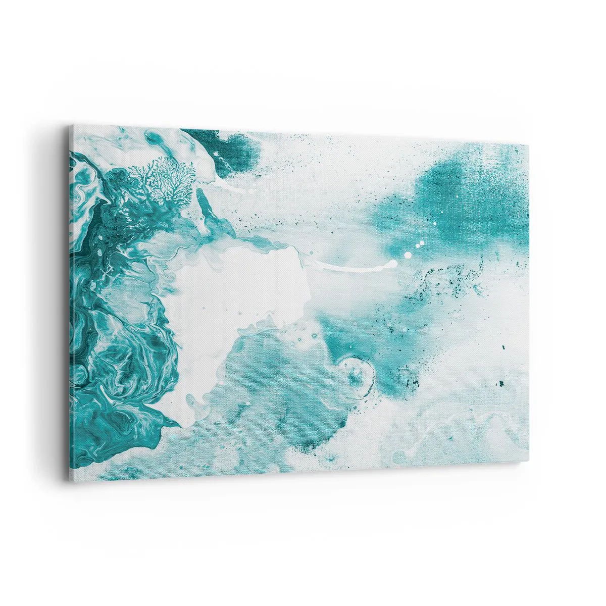 Cuadro sobre lienzo - Impresión de Imagen - Abstracción en tonos azules con delicados acentos de blanco. - 100x70cm - Remansos de azul - Decoración de pared moderna para salón y dormitorio ARTTOR