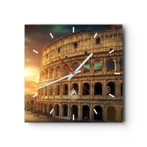 Reloj de pared - Reloj de vidrio - El Coliseo de Roma al atardecer - 30x30cm - Una impresión colosal - Decoración de pared moderna para salón y dormitorio ARTTOR