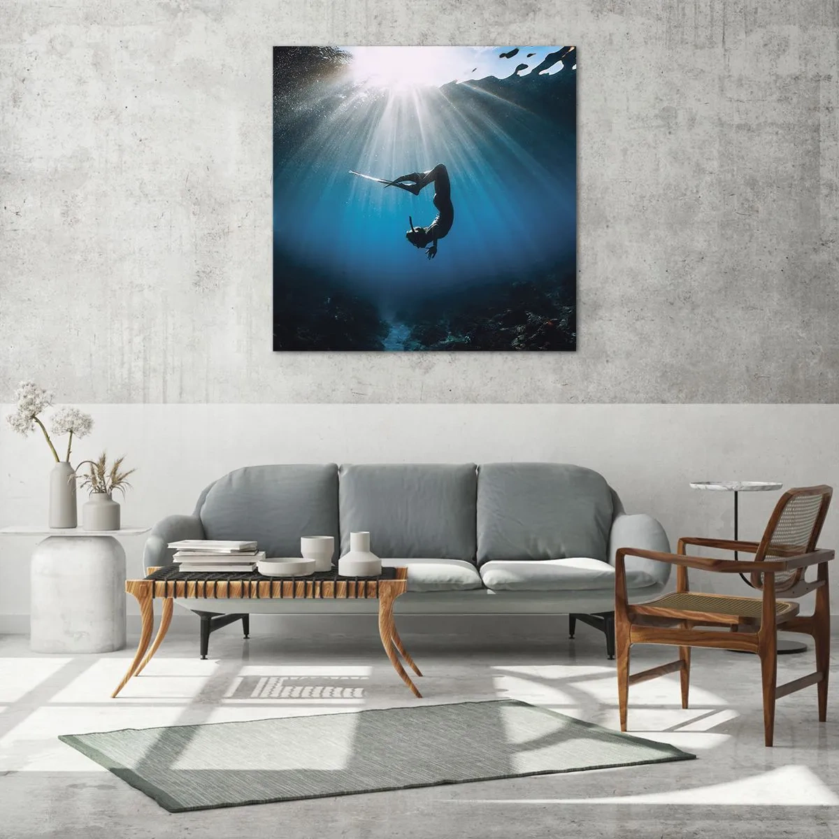 Cuadro sobre vidrio - Impresiones sobre Vidrio - Danza subacuática - 40x40 cm