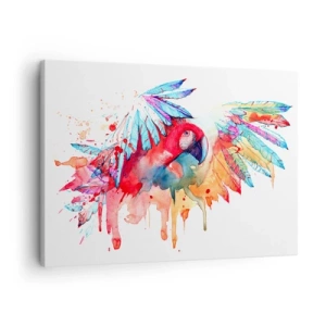 Cuadro sobre lienzo - Impresión de Imagen - Un loro en estilo artístico de acuarela. - 70x50cm - Loros coloridos - Decoración de pared moderna para salón y dormitorio ARTTOR