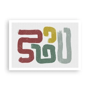 Póster - Patrones geométricos coloridos en un estilo abstracto. - 100x70cm - En un idioma desconocido - Decoración de pared moderna para salón y dormitorio ARTTOR