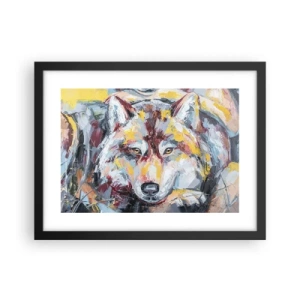 Póster en marco negro - Pinceladas de lobo - 40x30 cm