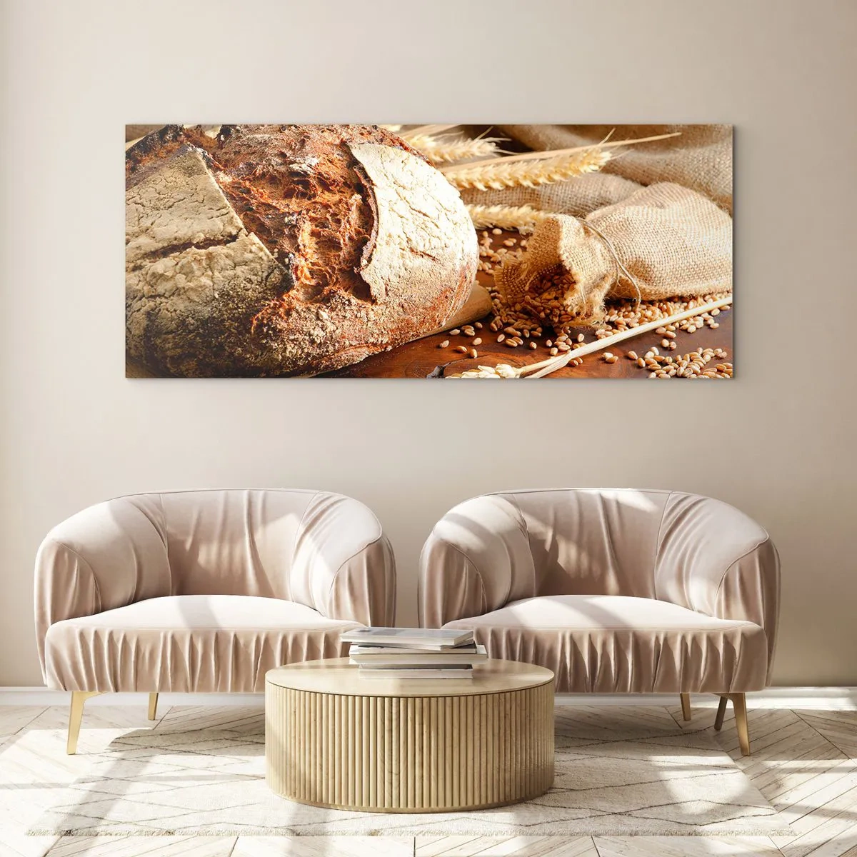 Cuadro sobre vidrio - Impresiones sobre Vidrio - Apetitoso, fragante, crujiente - 90x30 cm