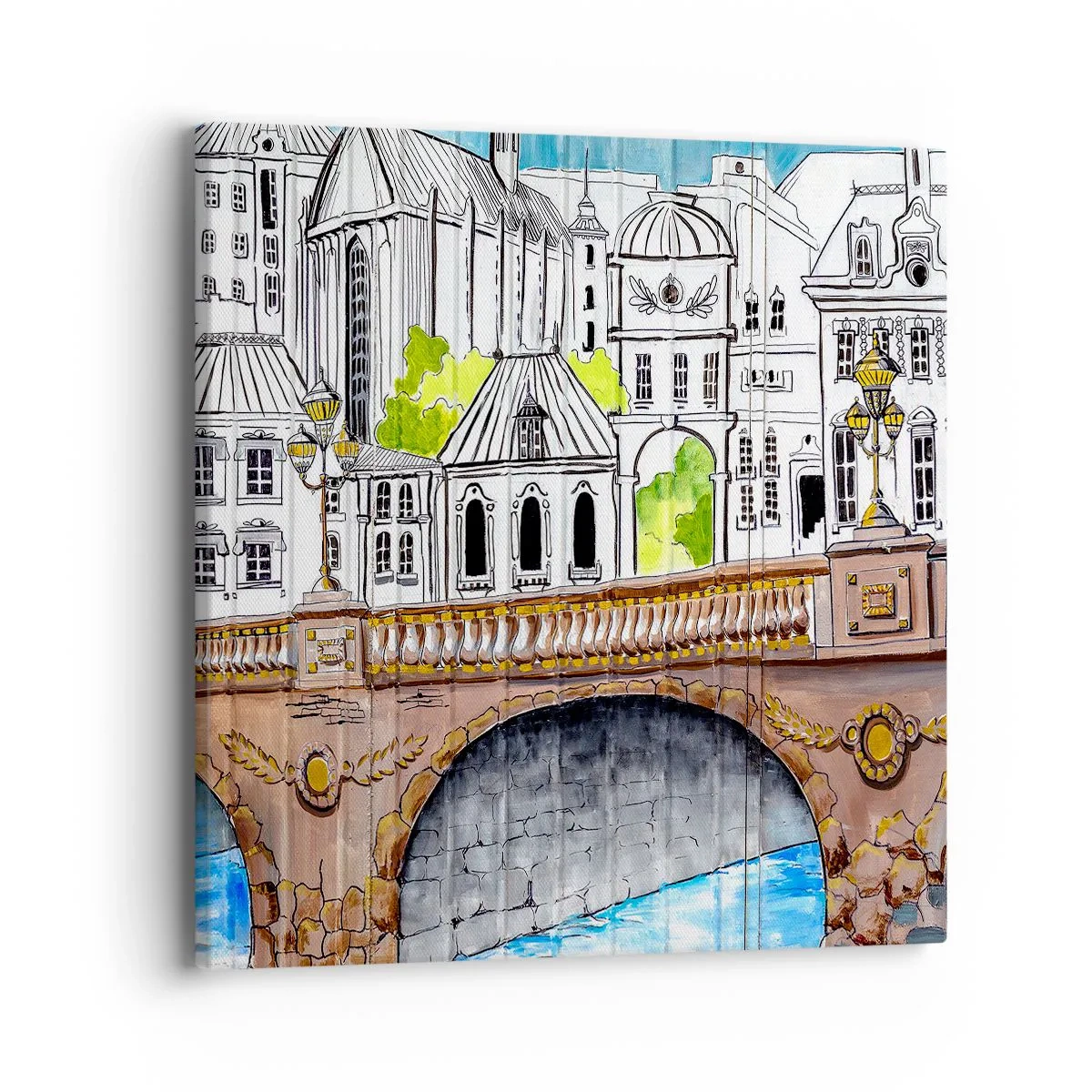 Cuadro sobre lienzo - Impresión de Imagen - Una ciudad de dibujo - 40x40 cm