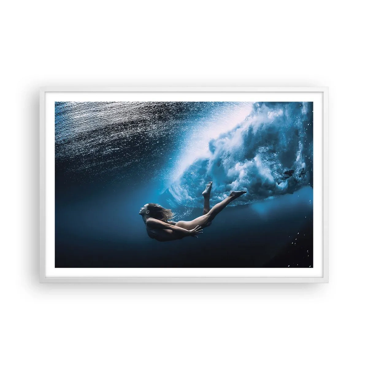 Póster en marco blanco - Una sirena contemporánea - 91x61 cm