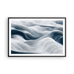 Póster en marco negro - Olas blancas y azules - 91x61 cm