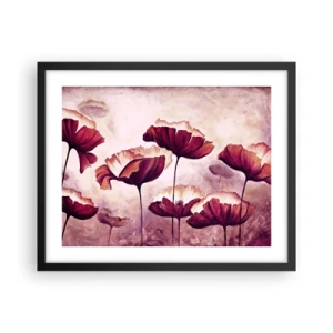 Póster en marco negro - Pétalo rojo y blanco - 50x40 cm