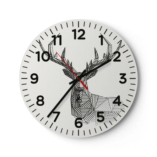 Reloj de pared - Reloj de vidrio - Ciervo en estilo cubista - 30x30 cm