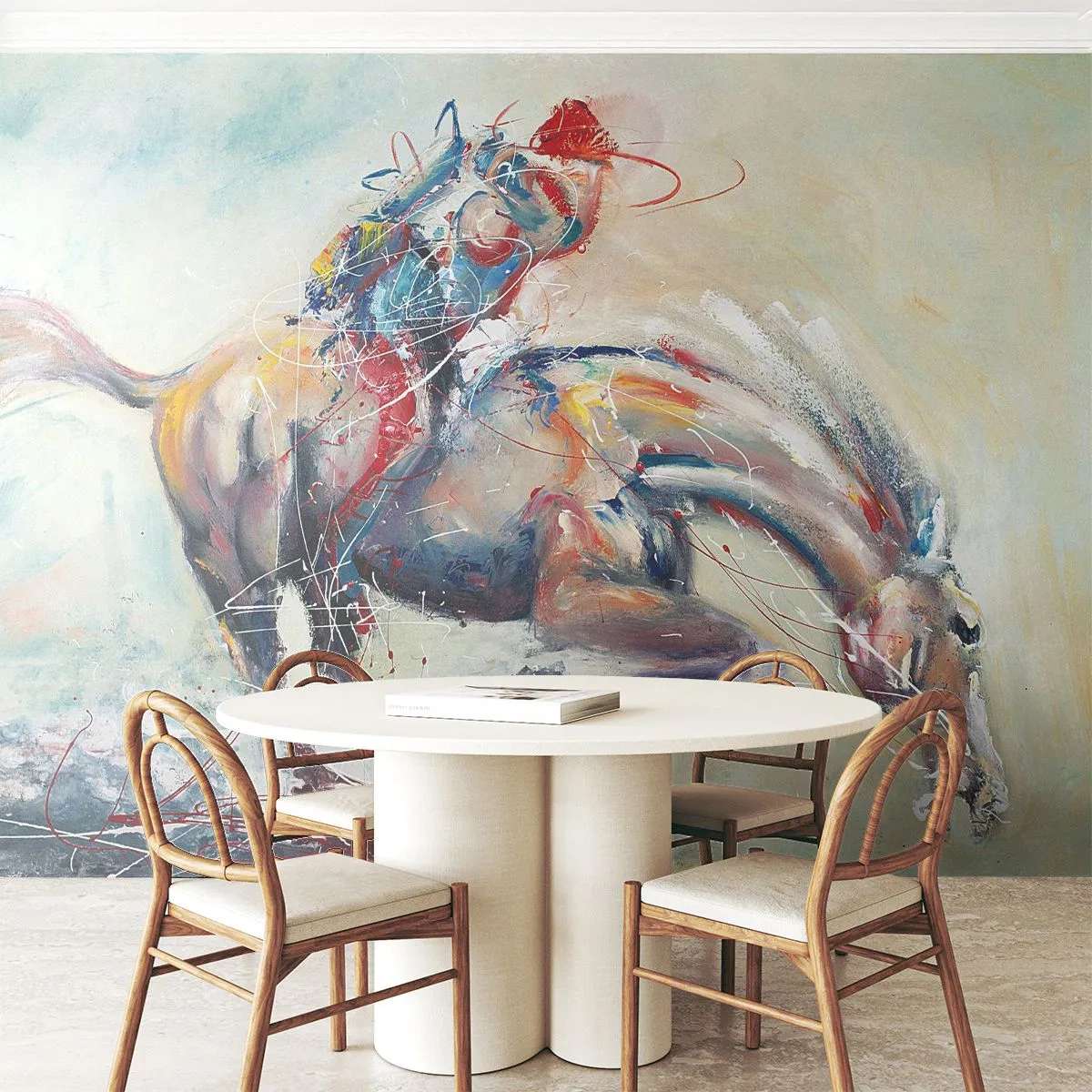 Fotomural Premium Canvas - Sujétate y vamos - animales, Caballo, Jinete - 250x175 cm