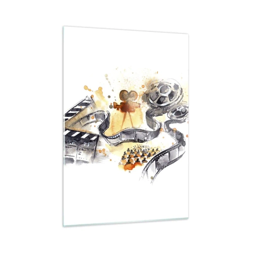 Cuadro sobre vidrio - Impresiones sobre Vidrio - Tira de película y cámara en una composición artística - 50x70cm - En el país de los sueños - Decoración de pared moderna para salón y dormitorio ARTTOR