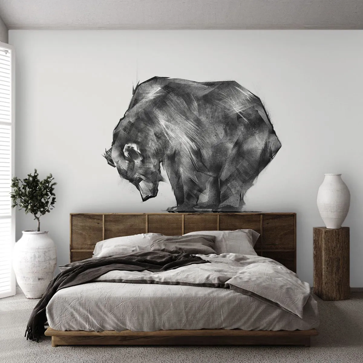 Fotomural Autadhesivo Deluxe Sticker - Es bueno ver a alguien cercano - Abstracción, Oso polar, Naturaleza - 450x315 cm