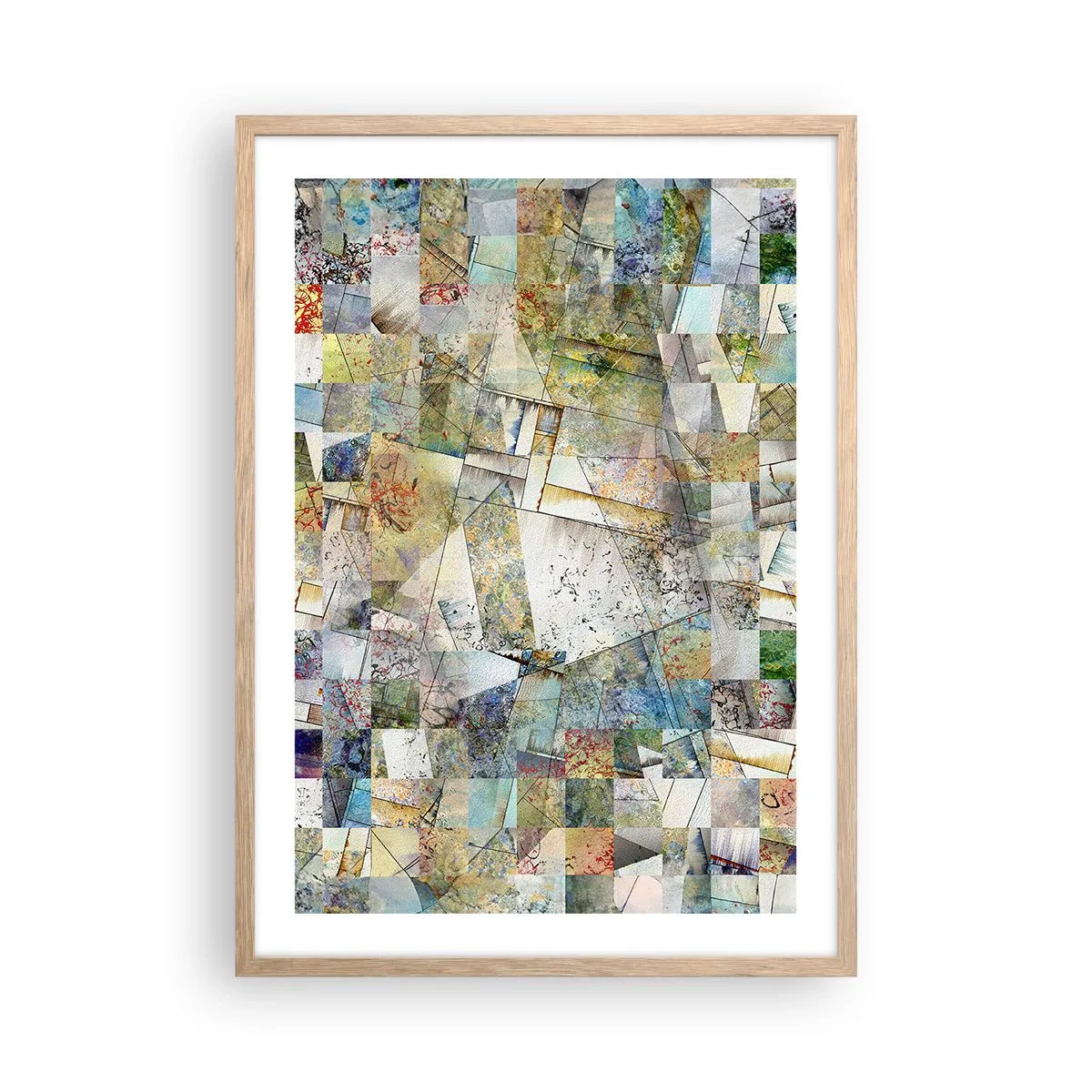 Póster en marco roble claro - Remodelación geométrica - 50x70 cm