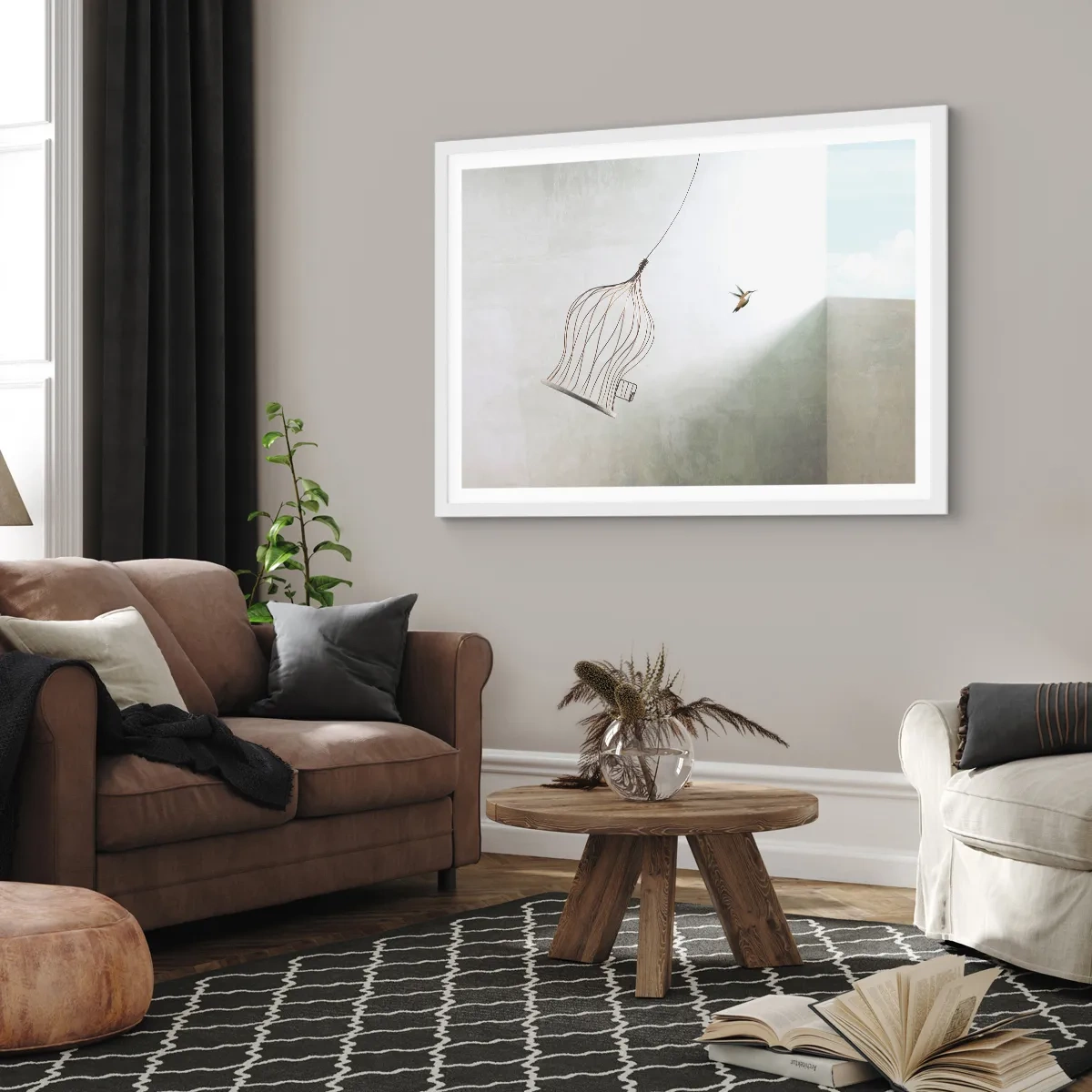 Póster en marco blanco - Aquí debo estar - 50x40 cm