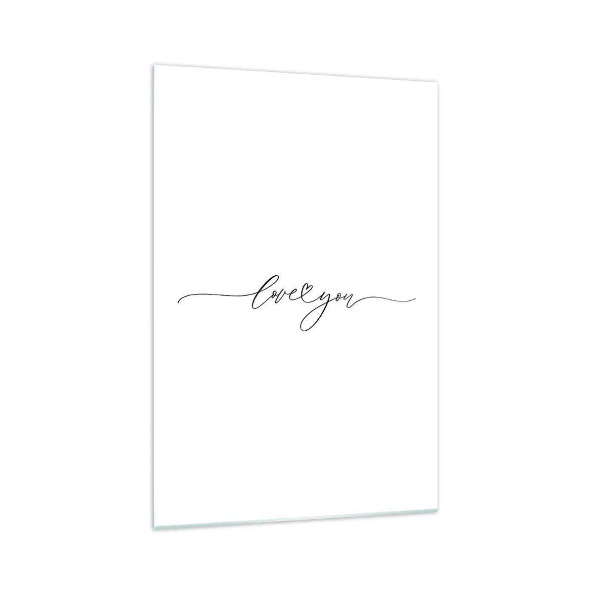 Cuadro sobre vidrio - Impresiones sobre Vidrio - La inscripción "Te amo" en una fuente elegante. - 70x100cm - Negro sobre blanco - Decoración de pared moderna para salón y dormitorio ARTTOR