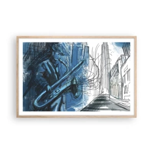 Póster en marco roble claro - Rapsodia urbana - 91x61 cm