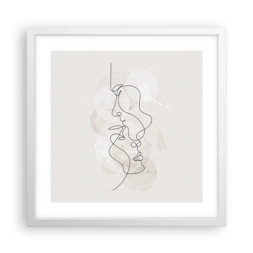 Póster en marco blanco - En un abrazo - 40x40 cm