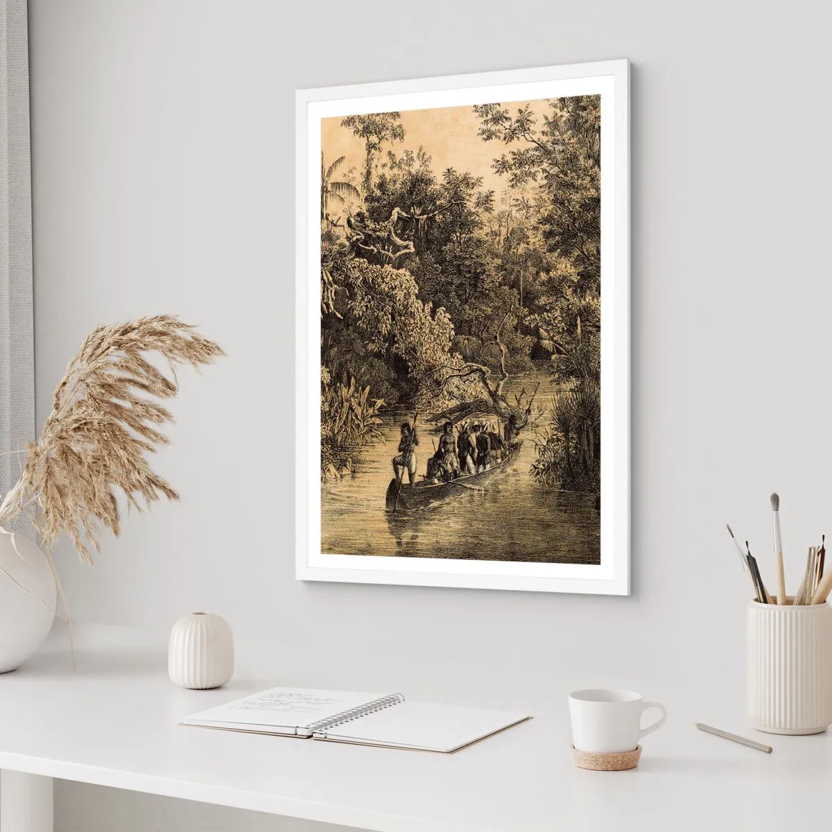 Póster en marco blanco - Expedición a la fuente - 40x50 cm