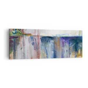 Cuadro sobre lienzo - Impresión de Imagen - Una composición abstracta de colores con efecto de reflejo en el lienzo. - 140x50cm - Impresiones y asociaciones de colores - Decoración de pared moderna para salón y dormitorio ARTTOR