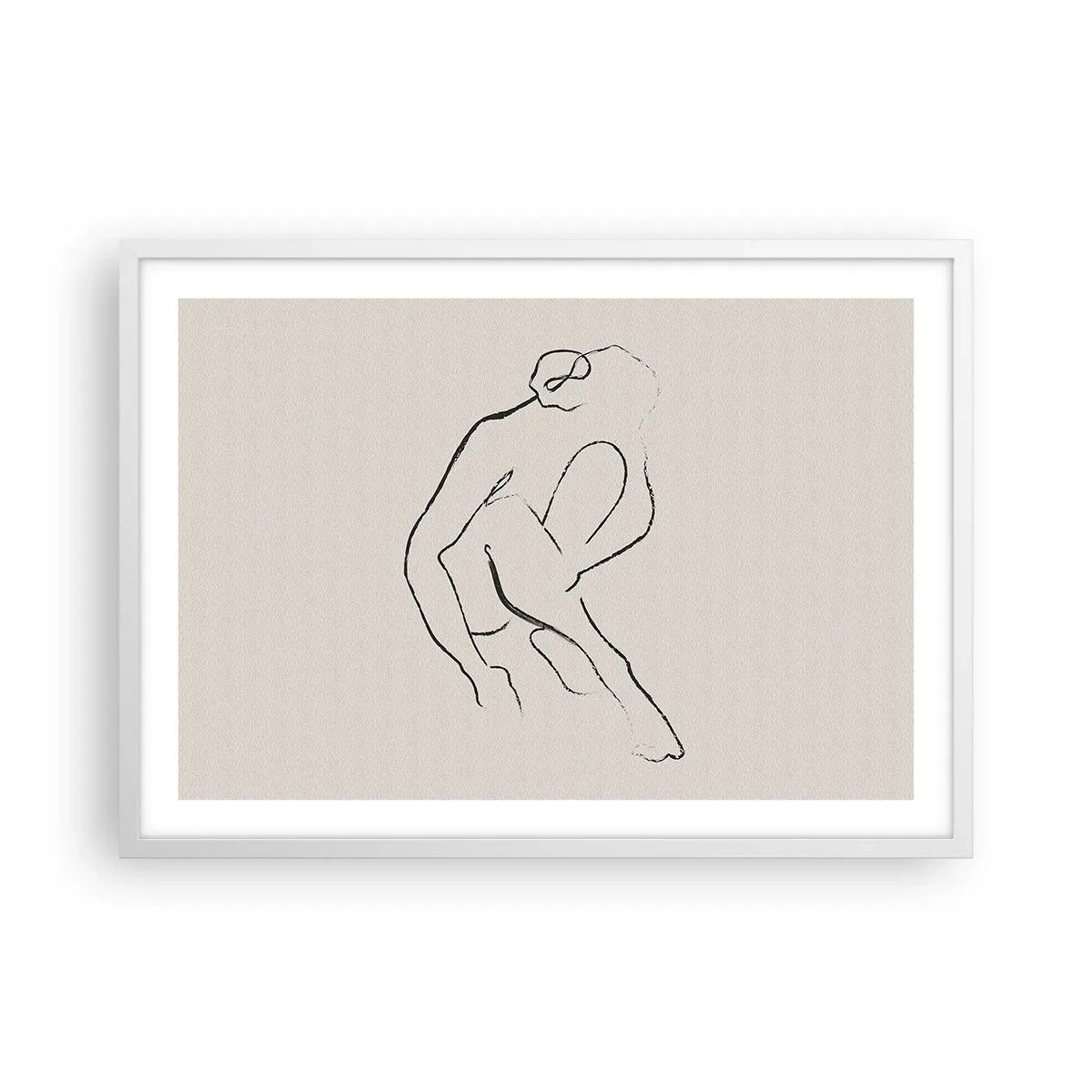 Póster en marco blanco - Boceto íntimo - 70x50 cm
