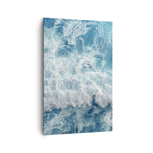 Cuadro sobre lienzo - Impresión de Imagen - Olas oceánicas dinámicas en tonos azules - 80x120cm - Alegre y con mucho brío - Decoración de pared moderna para salón y dormitorio ARTTOR