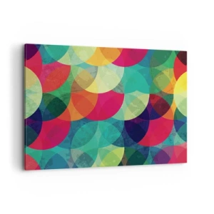Cuadro sobre lienzo - Impresión de Imagen - Patrones geométricos coloridos compuestos de círculos y semicírculos. - 100x70cm - Ascensión circular - Decoración de pared moderna para salón y dormitorio ARTTOR