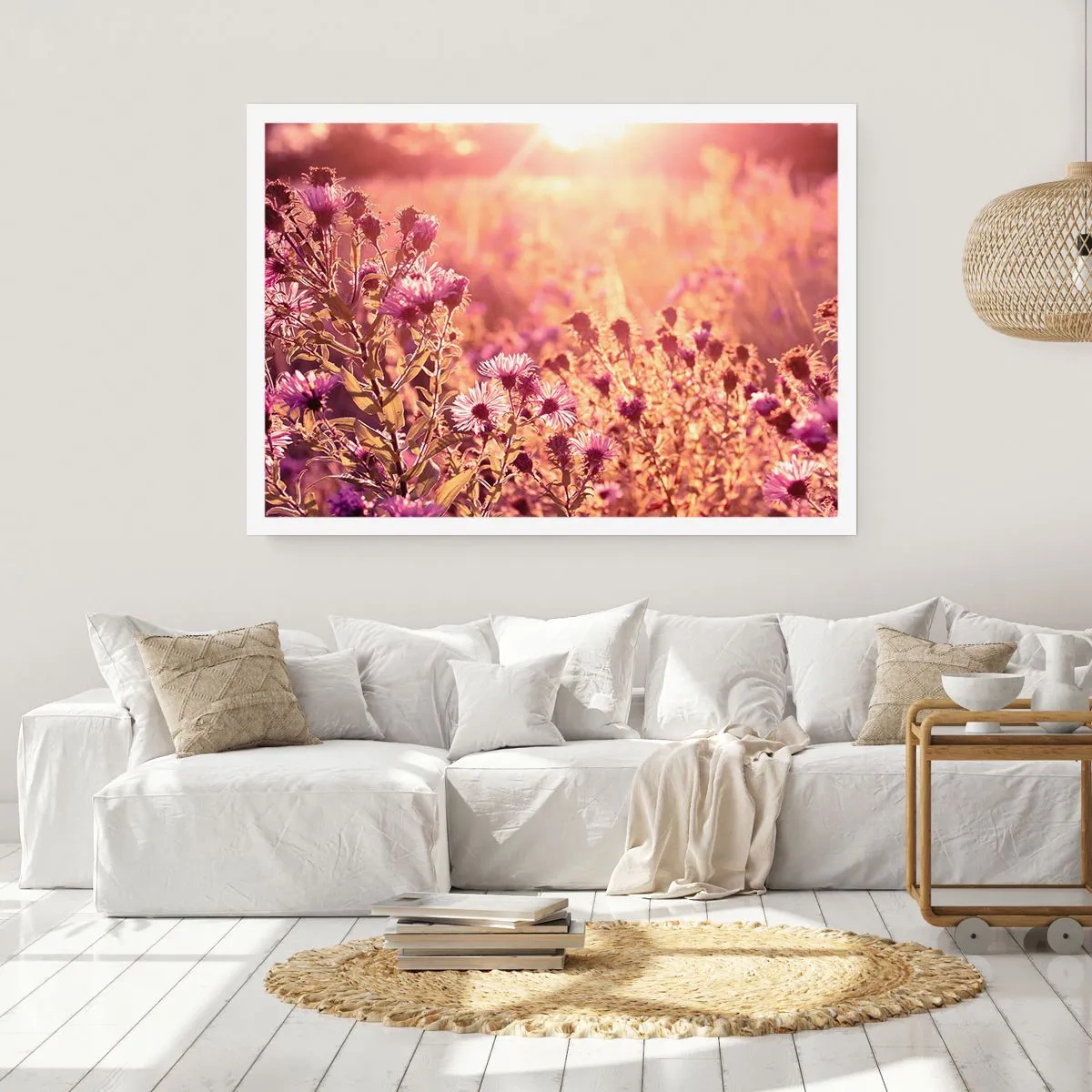 Póster - Pradera a la luz del sol poniente - 100x70cm - Antes de que se acabe el verano - Decoración de pared moderna para salón y dormitorio ARTTOR
