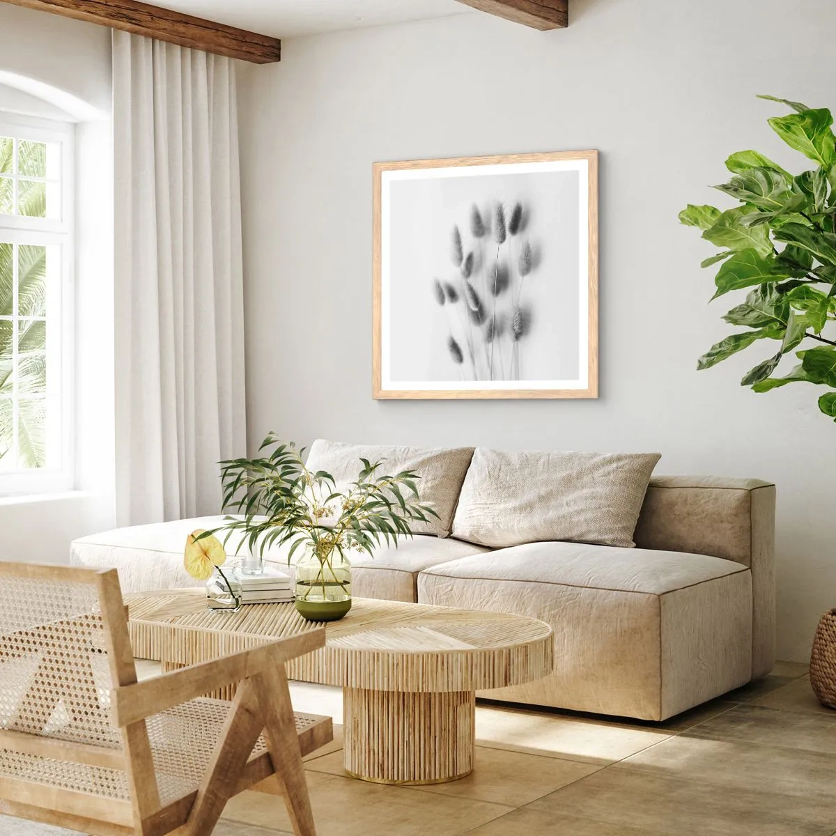 Póster en marco roble claro - Esponjas naturales - 40x40 cm