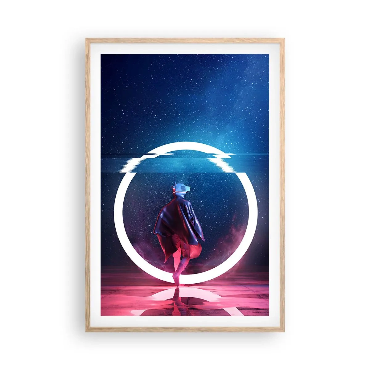 Póster en marco roble claro - Entre mundos - 61x91 cm