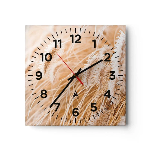 Reloj de pared - Reloj de vidrio - El dorado susurro de las hierbas - 30x30 cm