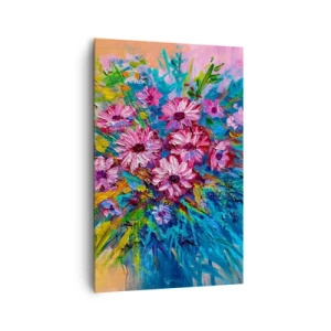 Cuadro sobre lienzo - Impresión de Imagen - Flores de colores en un ramo sobre un fondo de color pastel. - 80x120cm - La energía de la vida - Decoración de pared moderna para salón y dormitorio ARTTOR