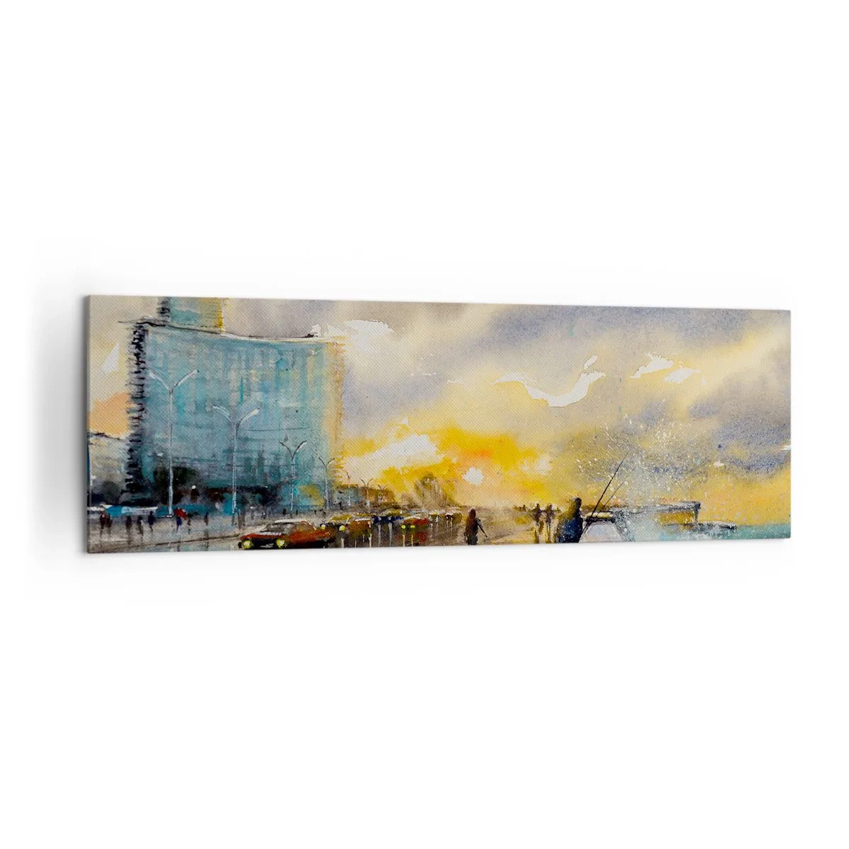 Cuadro sobre lienzo - Impresión de Imagen - Una vista pintoresca del paseo marítimo al atardecer. - 160x50cm - Vida en la orilla - Decoración de pared moderna para salón y dormitorio ARTTOR