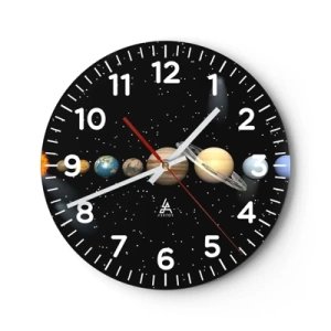 Reloj de pared - Reloj de vidrio - Los planetas en armonía - 30x30 cm