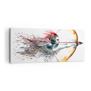 Cuadro sobre lienzo - Impresión de Imagen - Guerrero mítico con arco de fuego - 100x40 cm