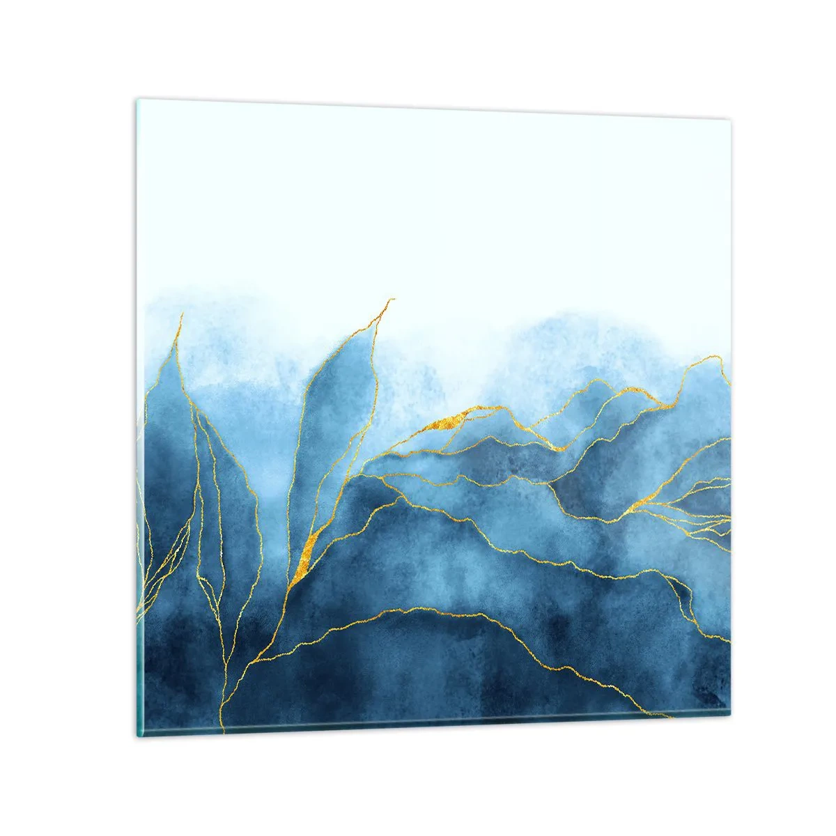 Cuadro sobre vidrio - Impresiones sobre Vidrio - Oro y azul - 40x40 cm