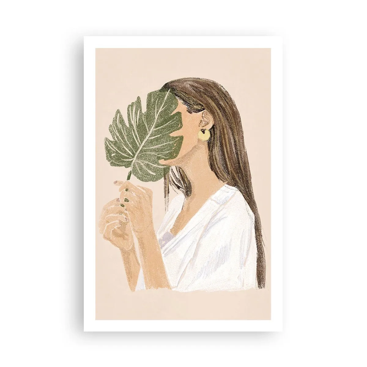 Póster - Retrato misterioso con un abanico - 61x91 cm