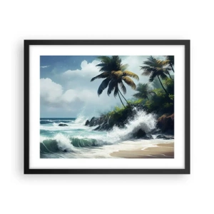 Póster en marco negro - En una costa tropical - 50x40 cm