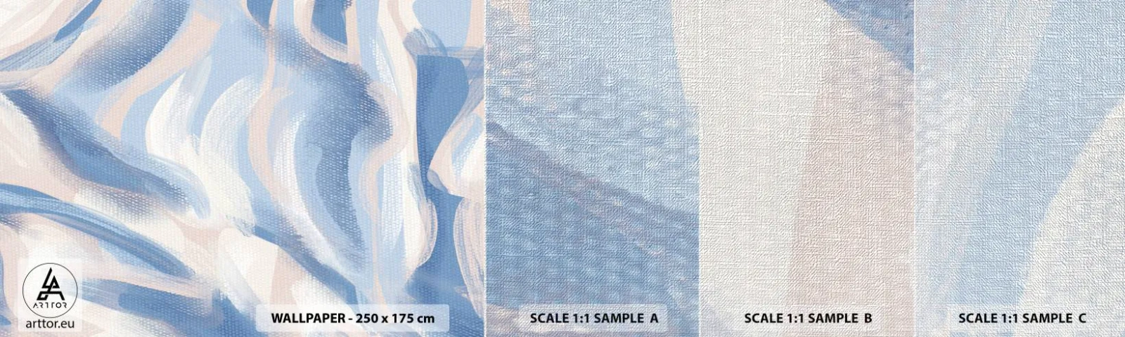 Muestra de fotomural Premium Canvas - Ondas azules - Pastel, Minimalismo, Pedazo - 100x30 cm