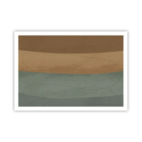 Póster - Composición abstracta en tonos tierra naturales. - 100x70cm - Composición horizontal - Decoración de pared moderna para salón y dormitorio ARTTOR