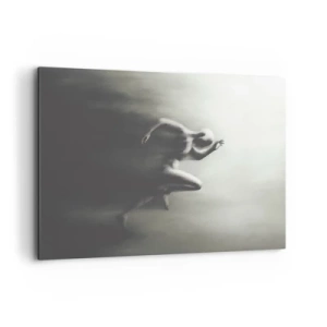 Cuadro sobre lienzo - Impresión de Imagen - Una silueta en blanco y negro de una figura corriendo en un estilo dinámico y surrealista. - 120x80cm - Imparable - Decoración de pared moderna para salón y dormitorio ARTTOR