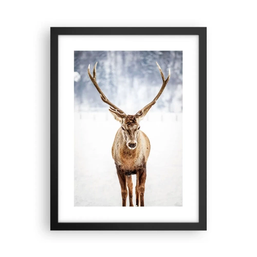 Póster en marco negro - Directamente desde la niebla de nieve - 30x40 cm