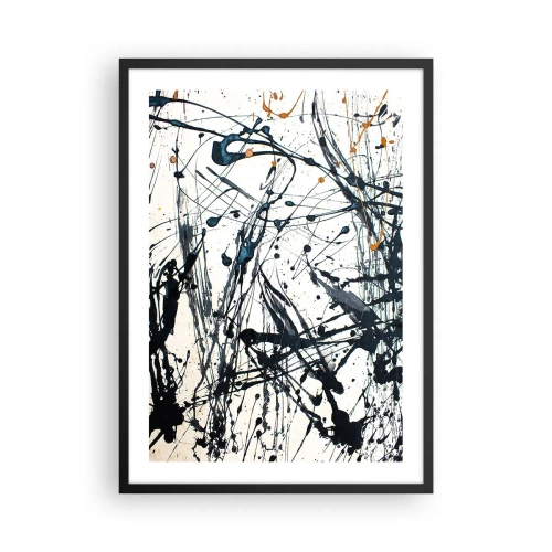 Póster en marco negro - Abstracción expresiva en el estilo de la pintura gestual. - 50x70cm - Abstracción expresionista - Decoración de pared moderna para salón y dormitorio ARTTOR
