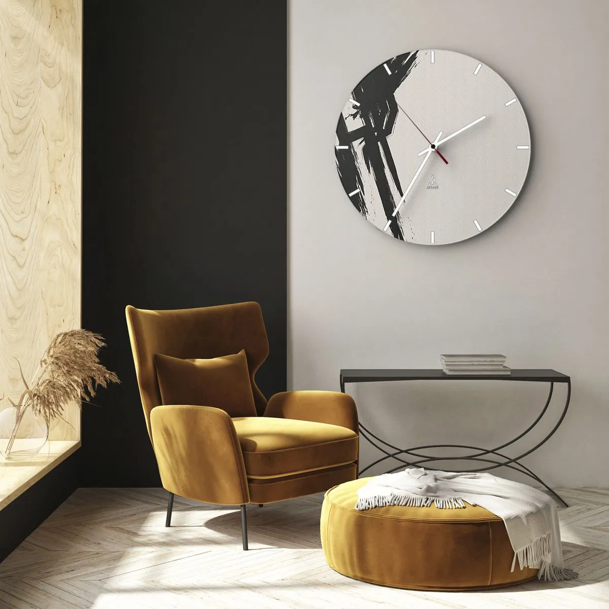 Reloj de pared - Reloj de vidrio - Pinceladas expresivas negras sobre un fondo claro - 30x30cm - Impulso imparable - Decoración de pared moderna para salón, cocina y dormitorio ARTTOR