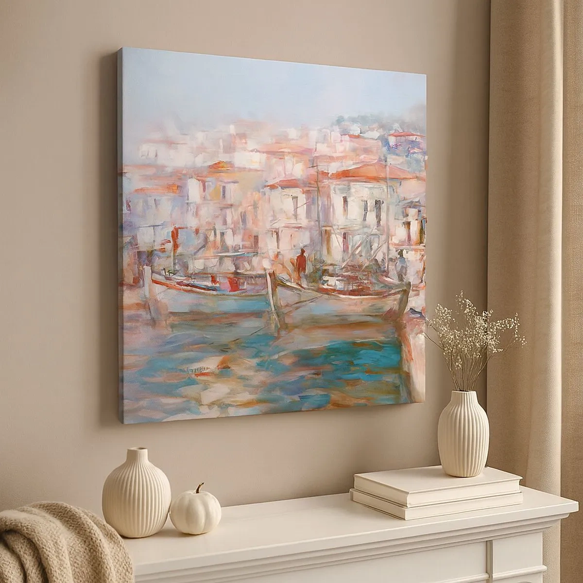 Cuadro sobre lienzo - Impresión de Imagen - Vacaciones en colores pastel - 30x30 cm