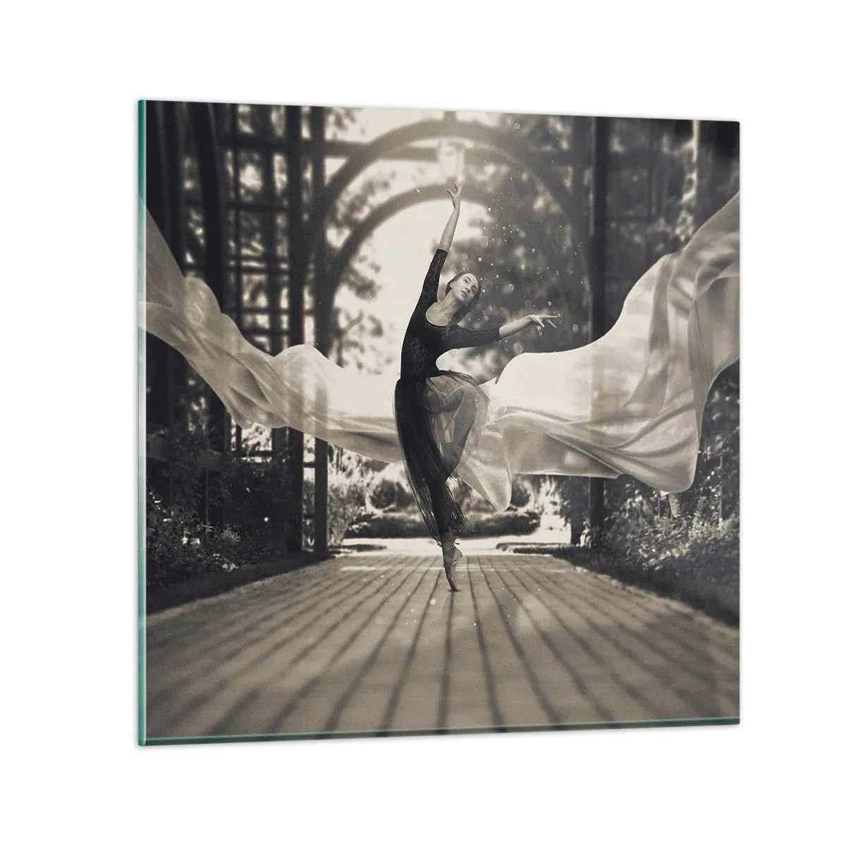 Cuadro sobre vidrio - Impresiones sobre Vidrio - Danza del espíritu del jardín - 30x30 cm