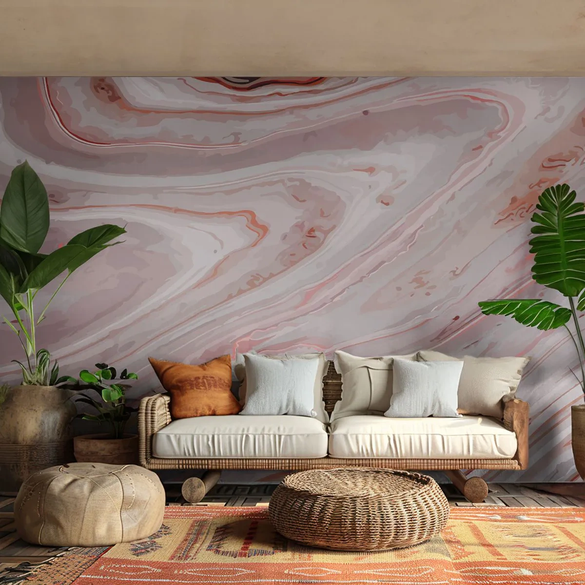 Fotomural Standard Eco - Rosa líquido - Abstracción, Pedazo, Patrón moderno - 400x280 cm