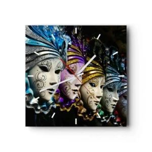 Reloj de pared - Reloj de vidrio - Misterio en oro y plata - 40x40 cm