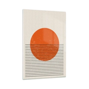 Cuadro sobre vidrio - Impresiones sobre Vidrio - Sol minimalista con líneas geométricas. - 80x120cm - Siempre el sol - Decoración de pared moderna para salón y dormitorio ARTTOR