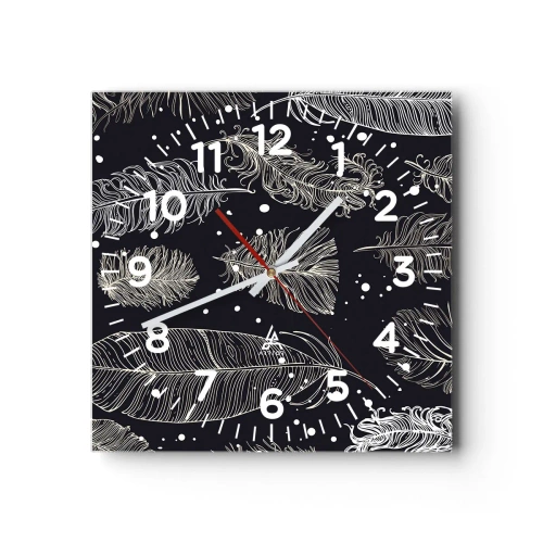 Reloj de pared - Reloj de vidrio - Encaje de plumas - 40x40 cm