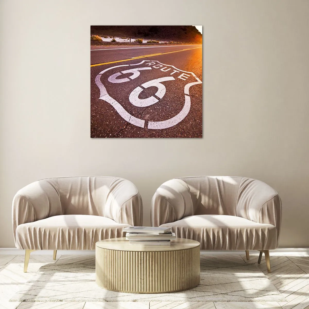 Cuadro sobre vidrio - Impresiones sobre Vidrio - La famosa Ruta 66 - 70x70 cm