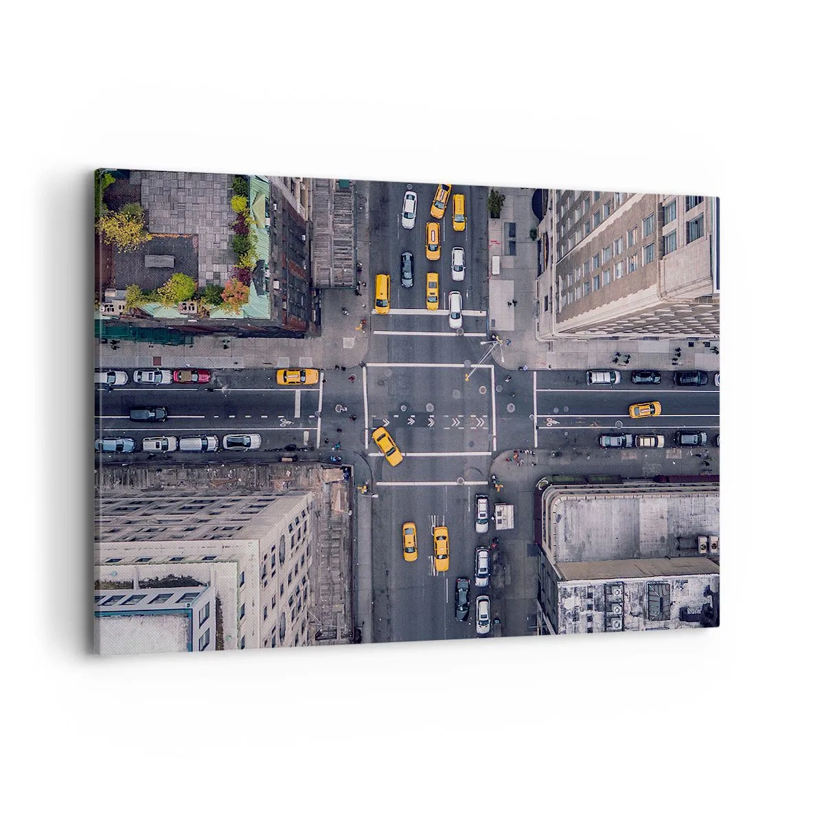 Cuadro sobre lienzo - Impresión de Imagen - Vista aérea de una calle concurrida de la ciudad - 120x80cm - Una simple elección - Decoración de pared moderna para salón y dormitorio ARTTOR
